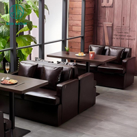 Modernes Luxus Coffee Shop Quadrat Holz Leder Commercial McDonald Pizza Restaurant Stuhl Tisch und Stuhl Sets Sofa Möbel