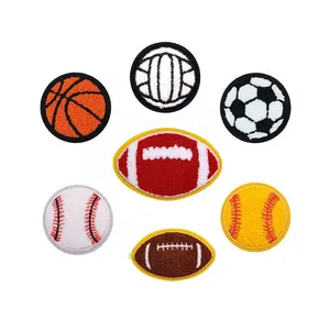 Sport palla ciniglia ricamo calcio softball baseball calcio toppe piccolo ricamo ferro su cappello toppe