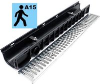 Canal de terrasse galvanisé pour jardin balcon piscine vidange 1m couverture grille