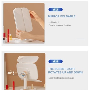 Miroir de Maquillage LED USB 5000mAh avec Contrôle Tactile Intelligent, Lumineux et sur Pied, pour Bureau - Product Image 4