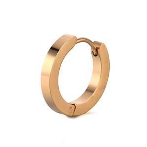 Boucles d'oreilles créoles Huggie en acier inoxydable 316L plaqué or 18 carats PVD 3MM pour hommes |   Bijoux tendance hypoallergéniques unisexes - Product Image 5