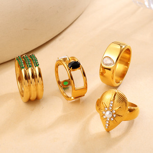 แหวนสแตนเลสสตีล 316L ชุบทอง 14k 18k PVD ไม่ลอก ไม่ดำ ประดับเพชรซิร์คอน สำหรับผู้หญิง รับผลิตตามสั่ง ขายส่ง - Product Image 1