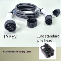 Câble d'extension de charge pour véhicules électriques CE Type 2 vers Type 2, 16A 3,5kW IP55, adaptateur EVSE en cuivre pur pour voitures électriques