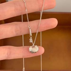 Collier pendentif boule florale en argent pur S925, nouveau style chinois, broderie de boule florale creuse avec perle de niche - Product Image 2