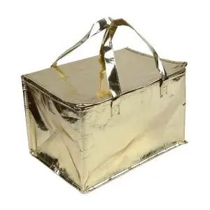 सस्ते बर्फ अछूता पीपी गैर बुना केक दोपहर के भोजन के बॉक्स के साथ जिपर, कस्टम बड़े प्रचारक कूलर बैग के साथ लोगो