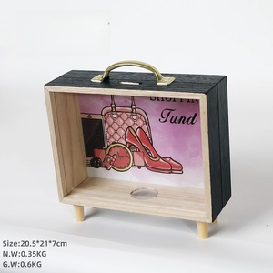 クリエイティブな木製貯金箱、文学的で新鮮な寝室のデスクトップ装飾装飾品雑貨収納ボックス小道具キッズアドゥ - Product Image 3