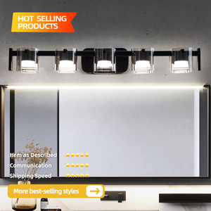 Lámpara de Pared Moderna de Aluminio Negro, LED Regulable, para Espejo de Baño, con Pantalla de Vidrio, E27, 3500K, Luz Blanca Cálida, Montaje Superficial - Product Image 2