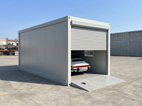 Garage modulaire en acier détachable, fourni par l'usine, avec portes à double volet roulant pour le stationnement de deux voitures et le stockage de véhicules