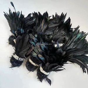 Vente en gros de rouleaux de plumes de coq noires Schlappen de 20-25 cm pour la confection de mouches de pêche, les décorations de carnaval <span class=keywords><strong>et</strong></span> de costumes - Product Image 5