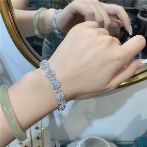 Новинка, Женские Ювелирные изделия с фианитом, большие цветы, циркониевые браслеты, свадебные аксессуары, женские обещанные бижутерия - Product Image 2