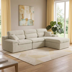 Canapé modulaire en chenille en forme de L surdimensionné avec mémoire de forme, inclinable vers la gauche, compressé sans armature, effet nuage - Product Image 4