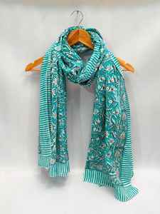 Sarong en coton imprimé à la main, léger, respirant, polyvalent, accessoire vestimentaire d'été - Product Image 6