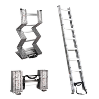 Échelle télescopique pliante tactique moderne en aluminium, rétraction automatique à une touche, légère, compacte, certifiée CE pour la lutte contre les incendies