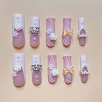 24 pièces en gros, faux ongles, grande réduction, motif carré français, ongles en ABS à presser avec colle pour application sur les doigts