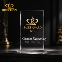 Trophée Flèche de Croissance en Cristal avec Socle en Métal Doré, Plaque Personnalisée pour la Reconnaissance des Employés, Récompense d'Entreprise, Cadeau d'Affaires
