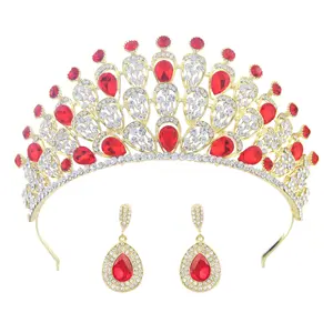 Peacock Shape Alloy Wedding Jewelry Sets Baroque Crystal Bridal Tiaras Earrings Wholesale Jewelry Sets