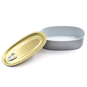 501#Custom Logo Printing Oval Shaped Packing Tin Can Empty Grade Tin Can For Food With Normal End Eoe Lid