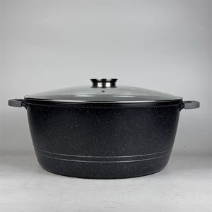 Marmite de cuisine classique en aluminium moulé de 48 cm avec revêtement antiadhésif effet marbre et support en silicone pour casseroles et grandes marmites - Product Image 6