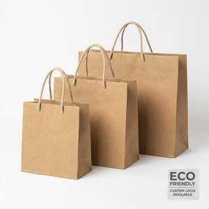Sac fourre-tout de luxe en papier kraft brun écologique avec lamination, logo personnalisé imprimé, sac de courses autoportant - Product Image 2