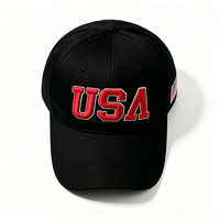 Casquette de baseball structurée USA brodée avec lettres sportives et patch drapeau américain, ajustable, pour hommes et femmes, idéale pour l'extérieur