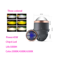 Nouveau phare antibrouillard LED 12V Hilmo pour voiture, système d'éclairage automobile, phare tricolore H11 avec lentille de projecteur intégrée 45W 15000LM universel