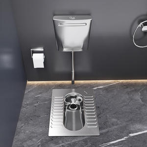 Urinario de Acero Inoxidable Montado en el Suelo con Tanque Oculto, Descarga Sifónica, Diseño Industrial, para Uso en Baños - Product Image 1