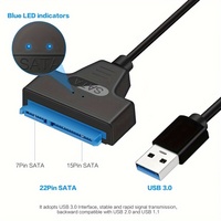 Cable Convertidor de 30 cm de SATA a USB 3.0 de 22 Pines para Unidades SATA de 2.5 Pulgadas, Adaptador de Disco Duro Externo, Cable de SATA a USB 3.0