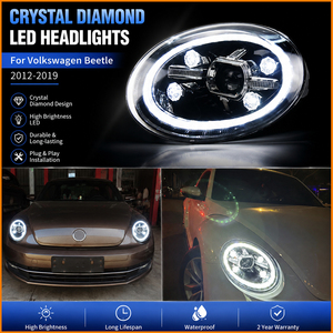 Feux de voiture pour Volkswagen Beetle <span class=keywords><strong>2012</strong></span>-2019, ensemble de phares LED, mise à niveau, design <span class=keywords><strong>cristal</strong></span> diamant, lentille bifocale, accessoires - Product Image 2