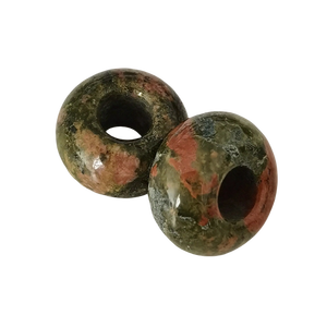 Phong cách mới nhiều orbicular jasper lỗ lớn unakite HạT QuyếN Rũ đá quý tự nhiên bàn tính hạt - Product Image 6