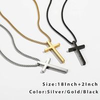 Collares y Cadenas de Moda Fina con Colgante de Cruz Pequeña de Aleación Pulida de Alto Brillo Estilo Hip Hop para Hombres