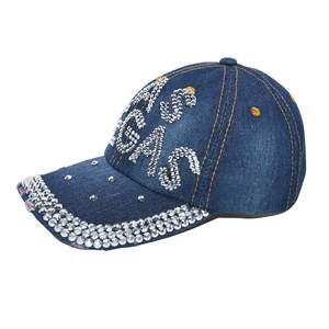 Casquette de baseball structurée sportive personnalisée avec logo LAS VEGAS en strass, fermeture réglable, performance extérieure, sergé de coton - Product Image 4