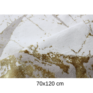 Alfombra de Baño Rectangular Emest 70x120cm, Color Crudo/Beige/Dorado, de Algodón Reciclado con Patrón Jacquard Abstracto, Estilo Moderno - Product Image 2