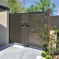 Portail de clôture d'intimité noir et gris pour jardin, pâturage, ferme, ranch, panneau mural extérieur en aluminium de 1,2 m, décoré, avec quincaillerie de porte
