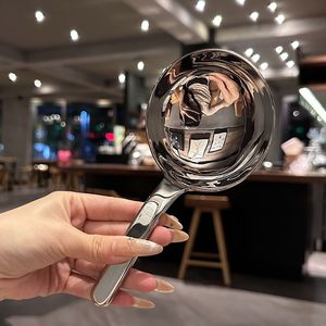 304 SS Korean Style Big Round Spoon, Short Handle Soup/Porridge Ladle, Household Rice Spoon, <b>Large</b> Head Utensil for Home - Product Image 3