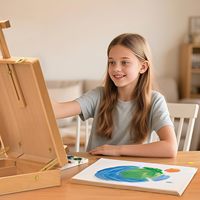 Chevalet d'art en bois rectangulaire multifonctionnel pour bureau avec boîte à croquis pour étudiants et artistes