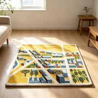 Stadtstraßen-Spielteppich Weicher Rutschfester Wohnzimmerteppich Plüsch Cartoon-Muster Anpassbares Muster Acryl Umweltfreundlich Haustierfreundlich