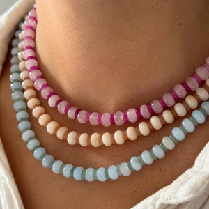 Collar Bohemio de Piedra Natural Nueva Joyería de Cuentas DIY Collar de Piedras Naturales Coloridas de Acero Inoxidable de 18k Resistente al Agua - Product Image 1