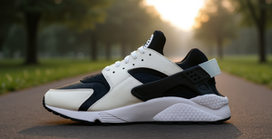Chaussures de course unisexes pour hommes Air Huarache OG Orca, dessus en cuir véritable et mesh, semelle extérieure en caoutchouc, semelle intermédiaire en EVA, printemps - Product Image 2