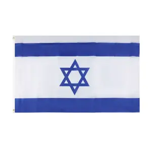 Costura dupla costura branca azul 90*150cm poliéster fibra Israel bandeira para atividades ao ar livre