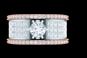 Sophisticated Vintage White Gold Engagement <b>Ring</b> with Diamond Sterling Silver Bands for Anniversary and Wedding - Product Image 3