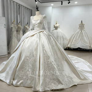 Robe de mariée de luxe, robe de bal, robe de mariée à manches longues, robe de mariée en satin, Vestidos De Novia Xs214 - Product Image 3
