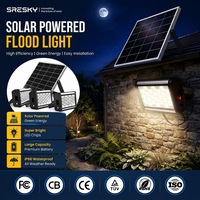 Projecteur solaire SRESKY 40W 60W 80W avec télécommande, minuterie, étanche IP66, panneau à 25% d'efficacité, fonction crépuscule à l'aube, indice de protection IK08
