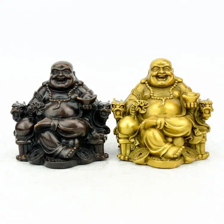 Buddha Wholesale Home Living Room Feng Shui Producto Laughing Buda De La Fortuna Ornament Small Brass Bronze Buddha Statues