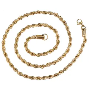 3 mm Durchmesser Edelstahl Twist Rope Chain Halskette Roségold Silber Schwarz Farb ketten Halskette für die Schmuck herstellung