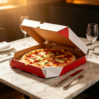 Boîte à pizza carrée en kraft ondulé écologique imprimée sur mesure, emballage alimentaire jetable pour la livraison à emporter