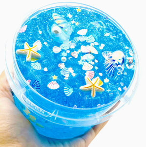 Slime bleu d'été avec décorations sur le thème de la mer dans un récipient transparent pour enfants de 8 à 13 ans, jouet unisexe - Product Image 4