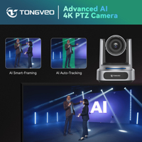 Cámara PTZ TONGVEO 4K UHD con Zoom Óptico 10X y Seguimiento Automático, Cámara de Videoconferencia para Educación en Línea y Culto Religioso