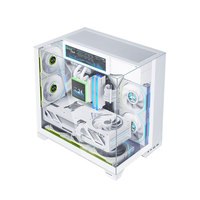 Boîtier PC gaming Lian Li O11 Vision M panoramique en acrylique MicroATX, double panneau acrylique, tour à vue complète avec 3 ventilateurs
