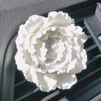 Diffuseur d'huiles essentielles en plâtre parfumé à la pivoine en porcelaine fait main, désodorisant pour voiture en céramique à clipser sur grille d'aération