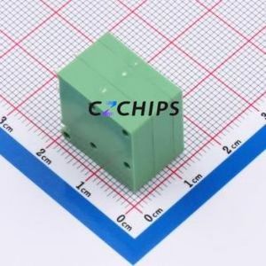 DB105R-5.0-2P-GN-S Screw Terminal Block Bent Lead Through Hole,P=5mm Connector 1x2P 5mm Green Right Angle Insert - Product Image 2